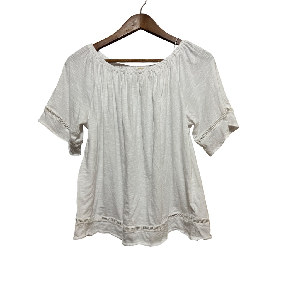 Michael Kors Off The Shoulder Top Womens Small White Excellent Ladder Lace‎ Trim